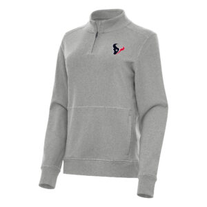 Women's Antigua  Heather Gray Houston Texans Crush Quarter-Zip Jacket