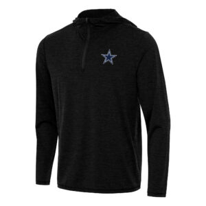 Men's Antigua Heather Black Dallas Cowboys  Tidy Quarter-Zip Pullover Hoodie