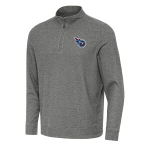 Men's Antigua Heather Black Tennessee Titans Subtle Quarter-Zip Top