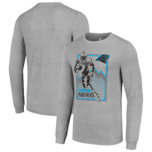 Men's Starter Heather Gray Carolina Panthers Player Grid Long Sleeve T-Shirt