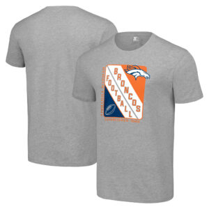 Men's Starter Heather Gray Denver Broncos Shield Logo T-Shirt