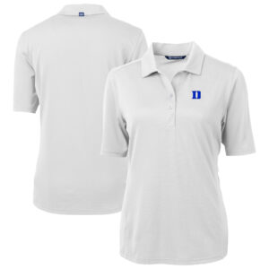 Women's Cutter & Buck  White Duke Blue Devils Virtue Eco Pique Recycled Polo