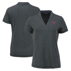 Women's Cutter & Buck Heather Black Texas A&M Aggies Vintage Logo Forge Heathered Stretch Blade Top