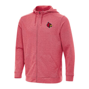Men's Antigua Heather Red Louisville Cardinals Effortless Full-Zip Hoodie Jacket