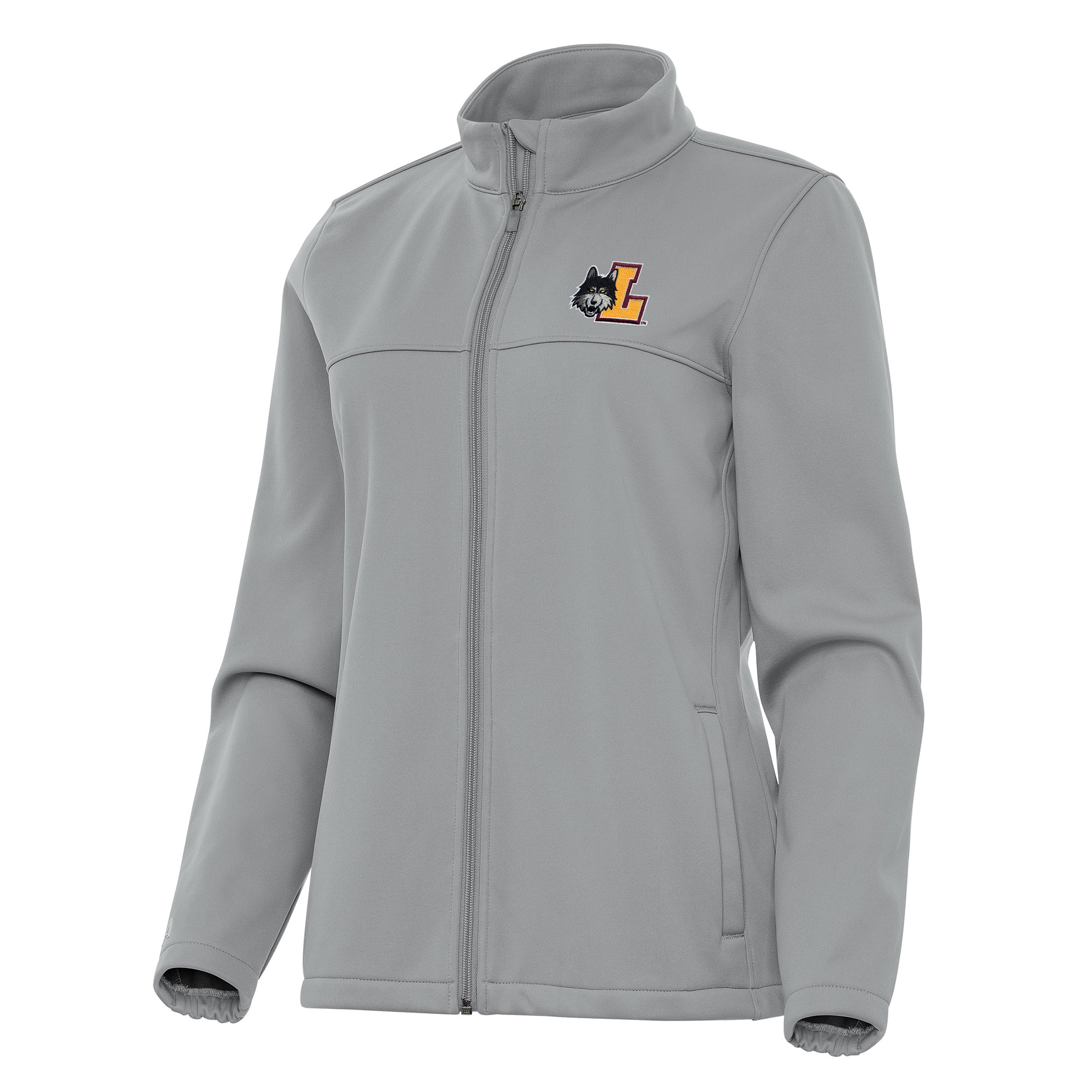 Women's Antigua Gray Loyola Chicago Ramblers Links 2 Full-Zip Golf Jacket