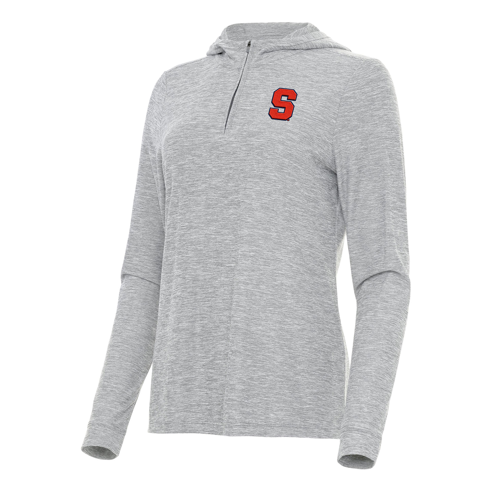 Women's Antigua Heather Gray Syracuse Orange Daybreak Quarter-Zip Hoodie