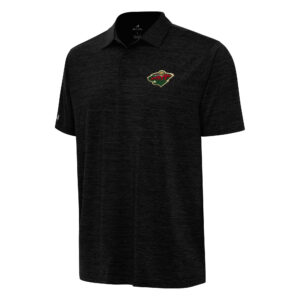 Men's Antigua  Heather Black Minnesota Wild Layout Polo