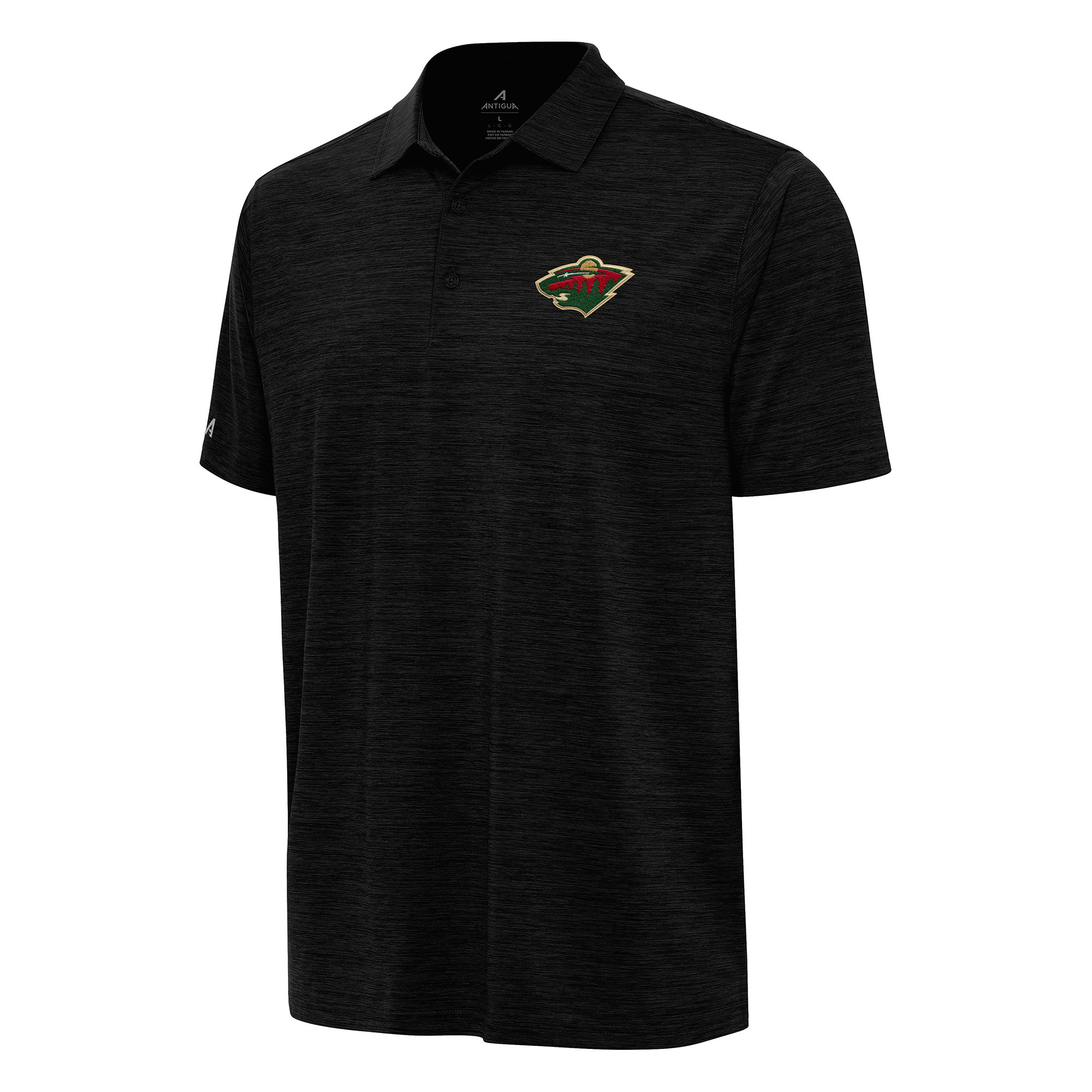 Men's Antigua Heather Black Minnesota Wild Layout Polo