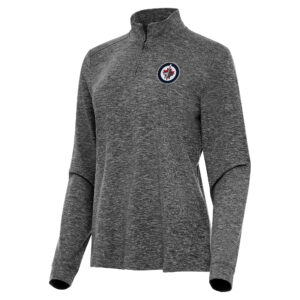 Women's Antigua  Heather Black Winnipeg Jets Mentor Quarter-Zip Mock Long Sleeve Top