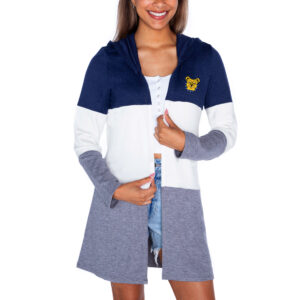 Women's Gameday Couture  Navy North Carolina A&T Aggies Colorblock Hooded Cardigan