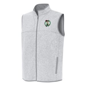 Men's Antigua Heather Gray Boston Celtics Fortune Full-Zip Vest