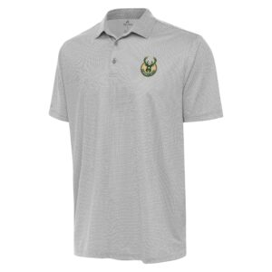 Men's Antigua Gray/White Milwaukee Bucks Rings Polo