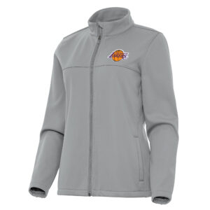 Women's Antigua Gray Los Angeles Lakers Links 2 Full-Zip Golf Jacket