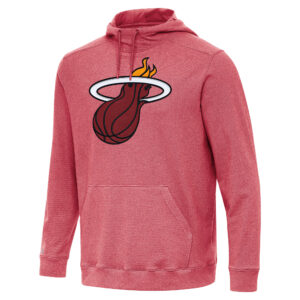 Men's Antigua Heather Red Miami Heat Cloud Pullover Hoodie