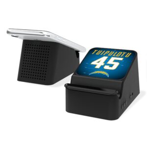 Keyscaper Tuli Tuipulotu Black Los Angeles Chargers Wireless Charging Station and Bluetooth Speaker
