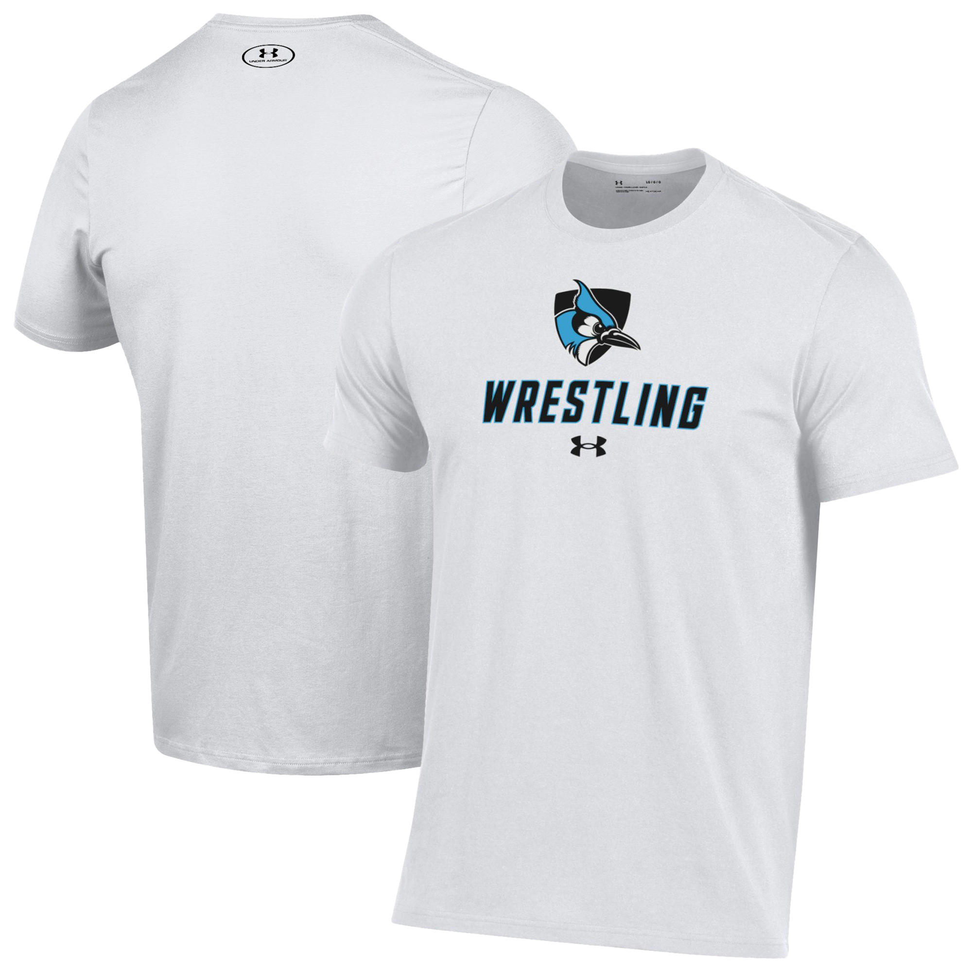 Men's Under Armour White Johns Hopkins Blue Jays Wrestling Performance T-Shirt