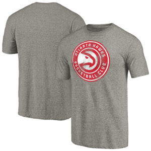 Men's Heathered Gray Atlanta Hawks Distressed Team Logo Tri-Blend T-Shirt