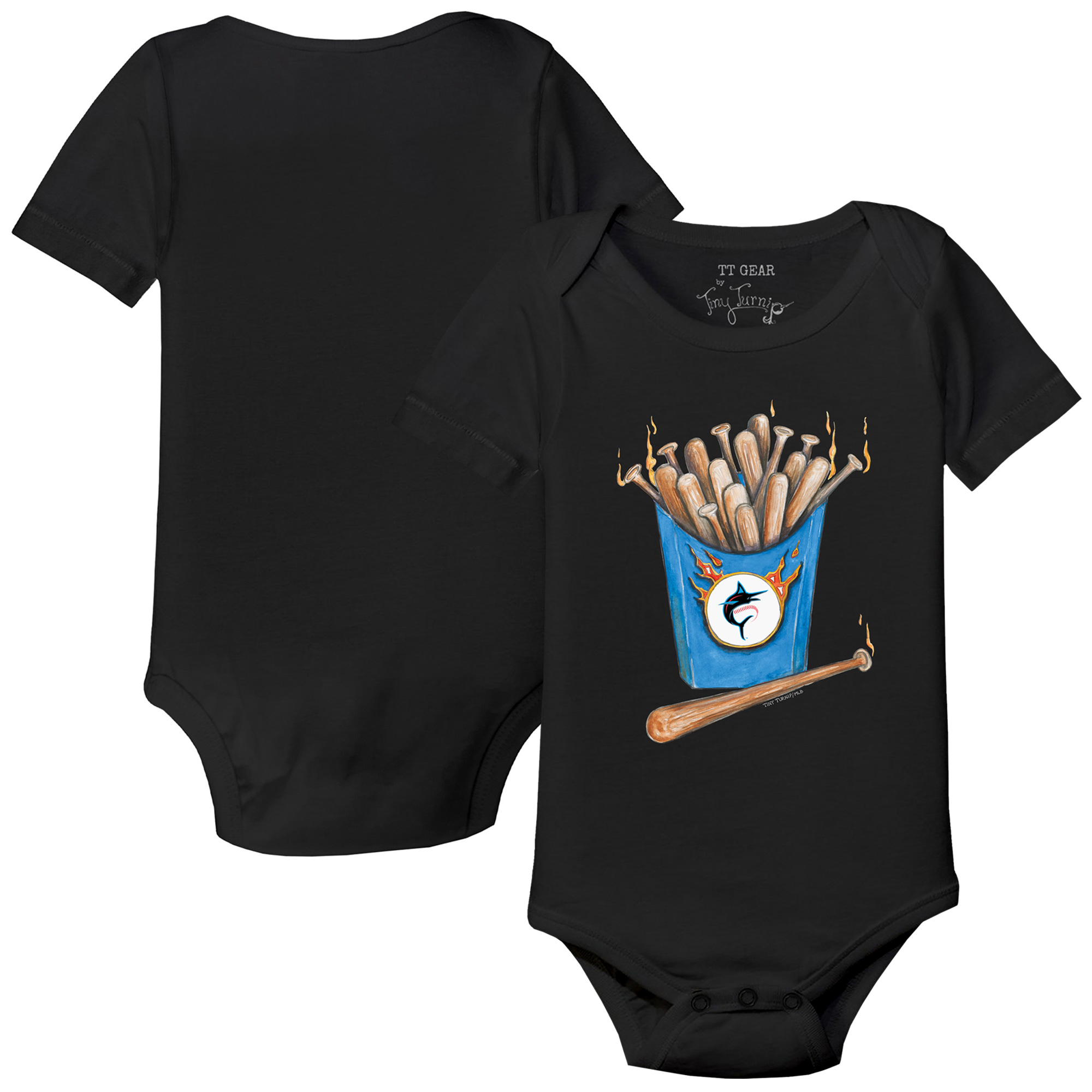 Infant Tiny Turnip Black Miami Marlins Hot Bats Bodysuit