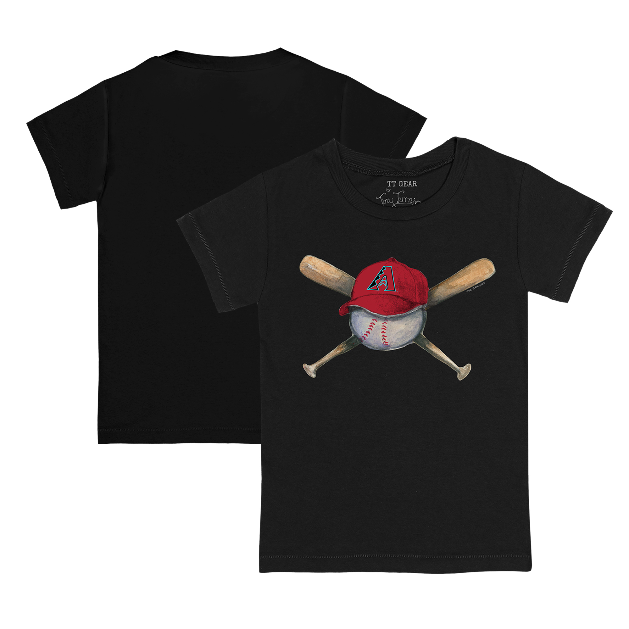 Toddler Tiny Turnip Black Arizona Diamondbacks Hat Cross Bats T-Shirt