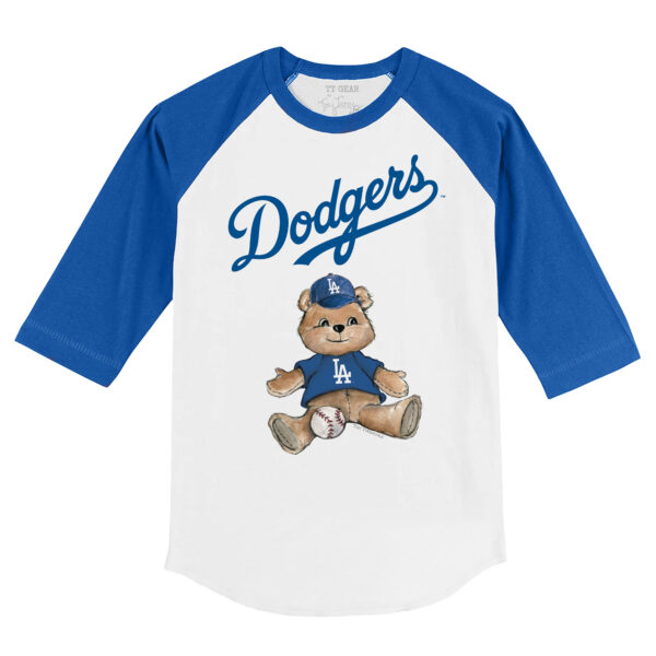 Youth Tiny Turnip White/Royal Los Angeles Dodgers Teddy Boy 3/4-Sleeve Raglan T-Shirt - Image 6