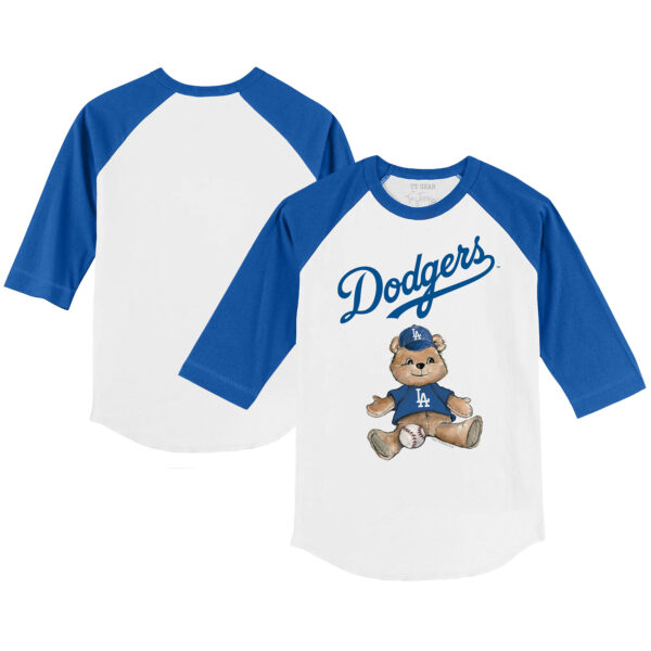 Youth Tiny Turnip White/Royal Los Angeles Dodgers Teddy Boy 3/4-Sleeve Raglan T-Shirt