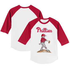 Youth Tiny Turnip White/Red Philadelphia Phillies Clemente 3/4-Sleeve Raglan T-Shirt