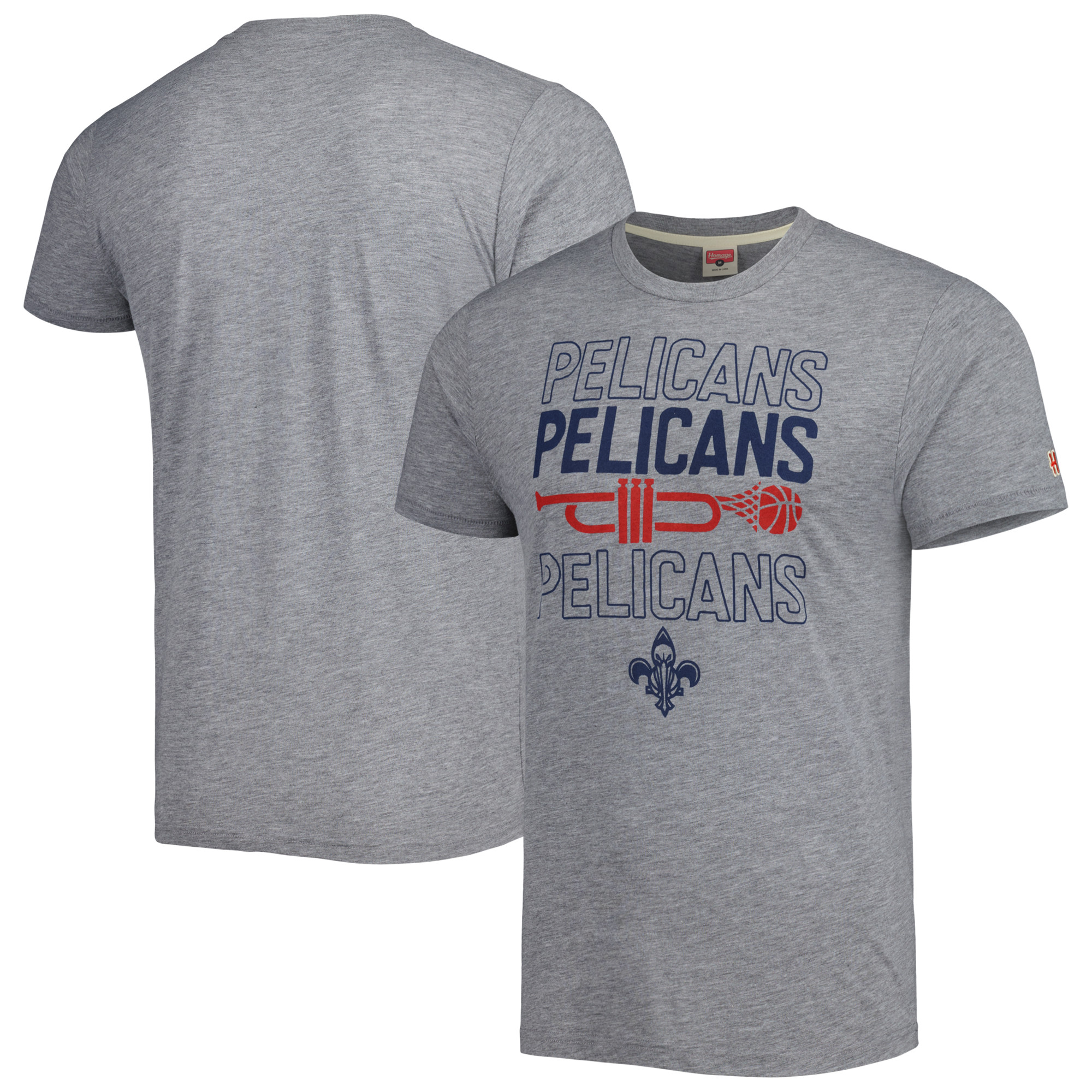 Unisex Homage Heather Gray New Orleans Pelicans Hometown Hyper Local Tri-Blend T-Shirt - Image 5