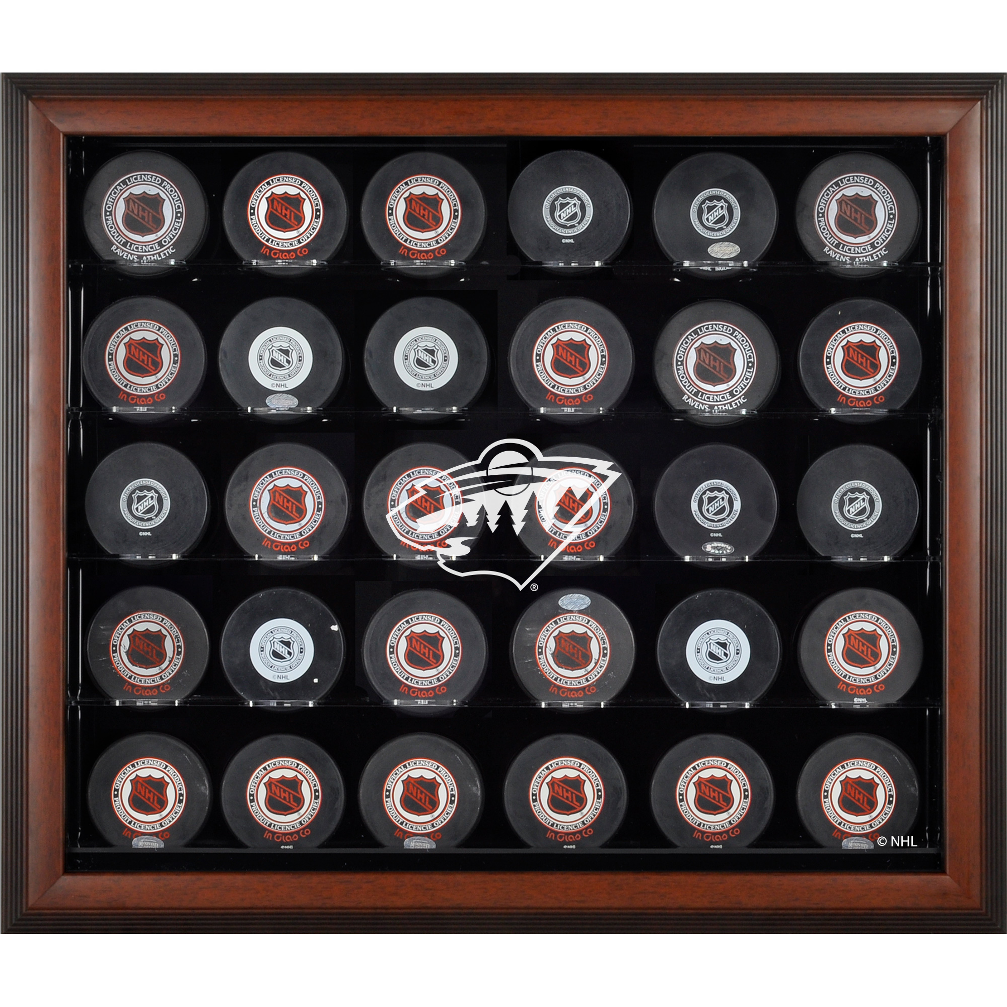 Minnesota Wild 30-Puck Brown Display Case