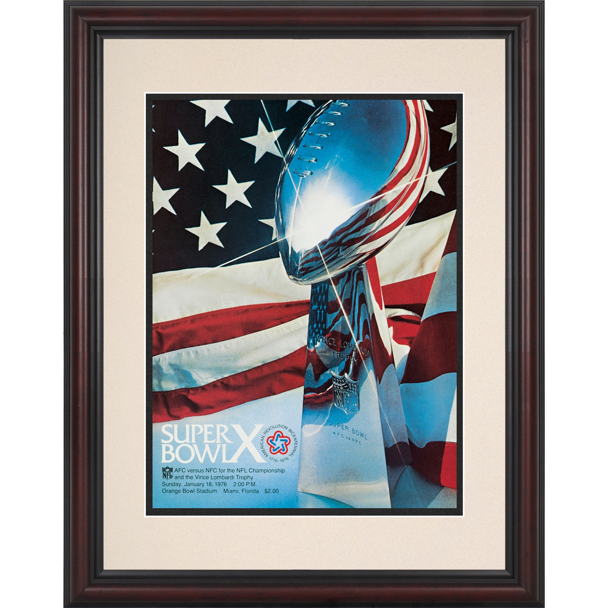 1976 Steelers vs. Cowboys Framed 8.5" x 11" Super Bowl X Replica Program