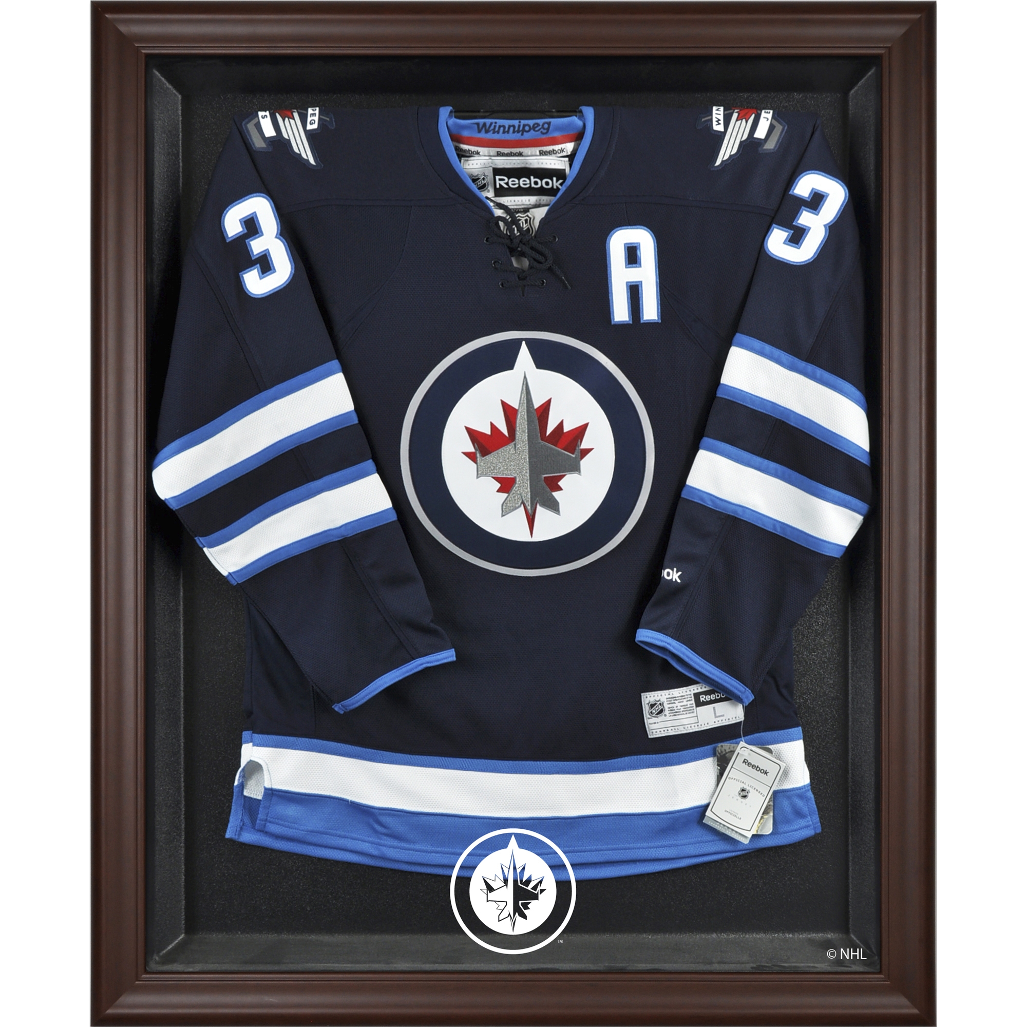 Winnipeg Jets Brown Framed Logo Jersey Display Case