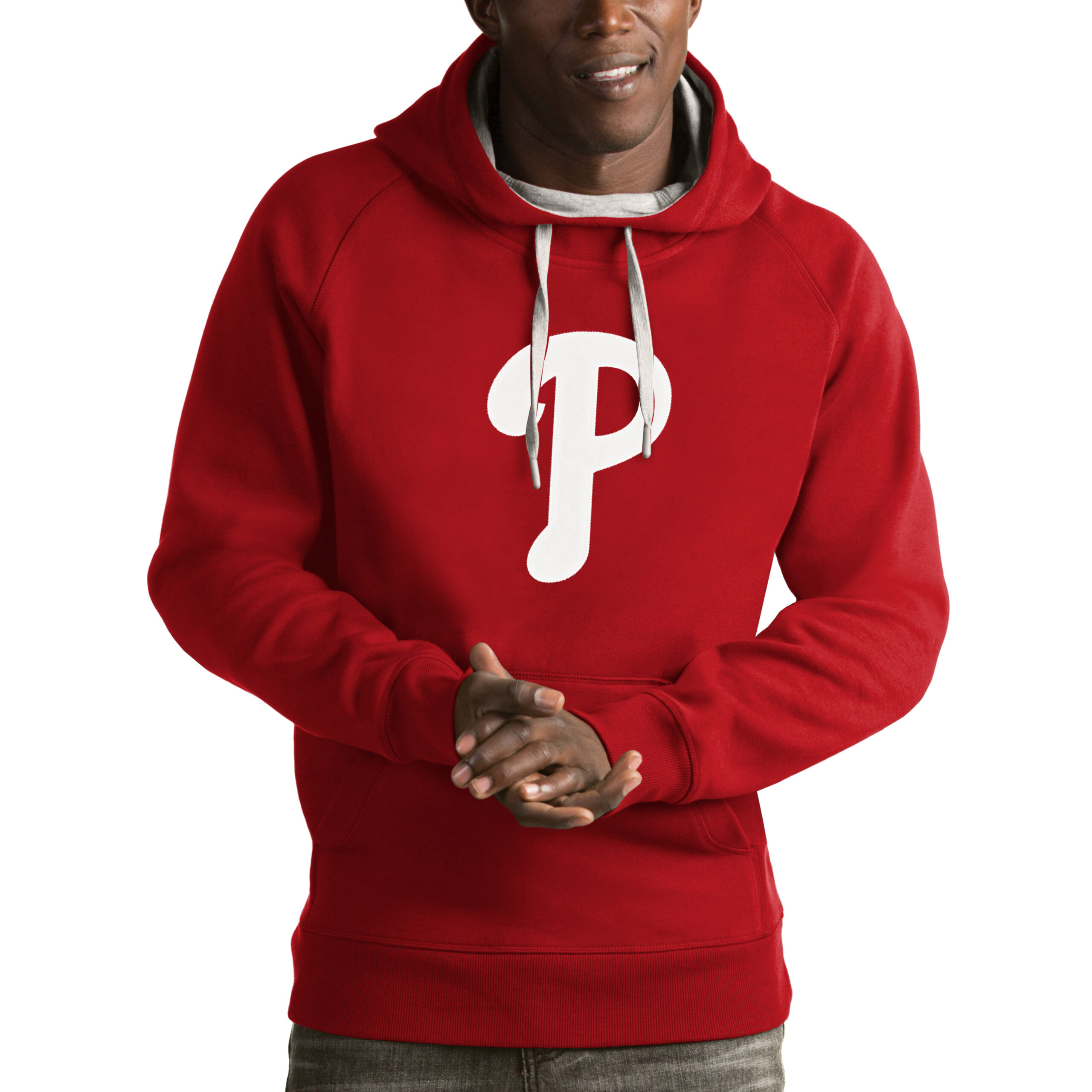 Men's Antigua Red Philadelphia Phillies Victory Pullover Hoodie