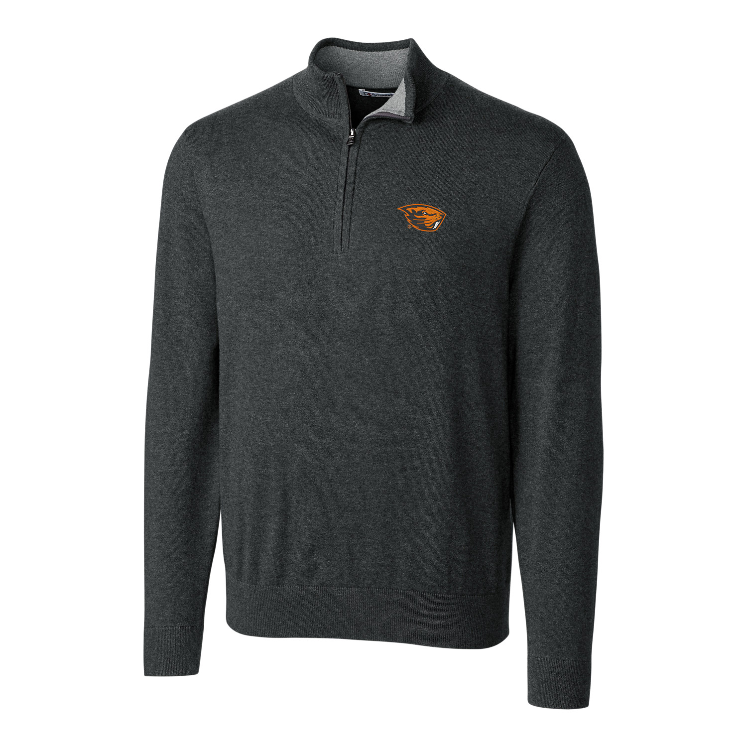 Men's Cutter & Buck Heather Charcoal Oregon State Beavers Big & Tall Lakemont Half-Zip Jacket