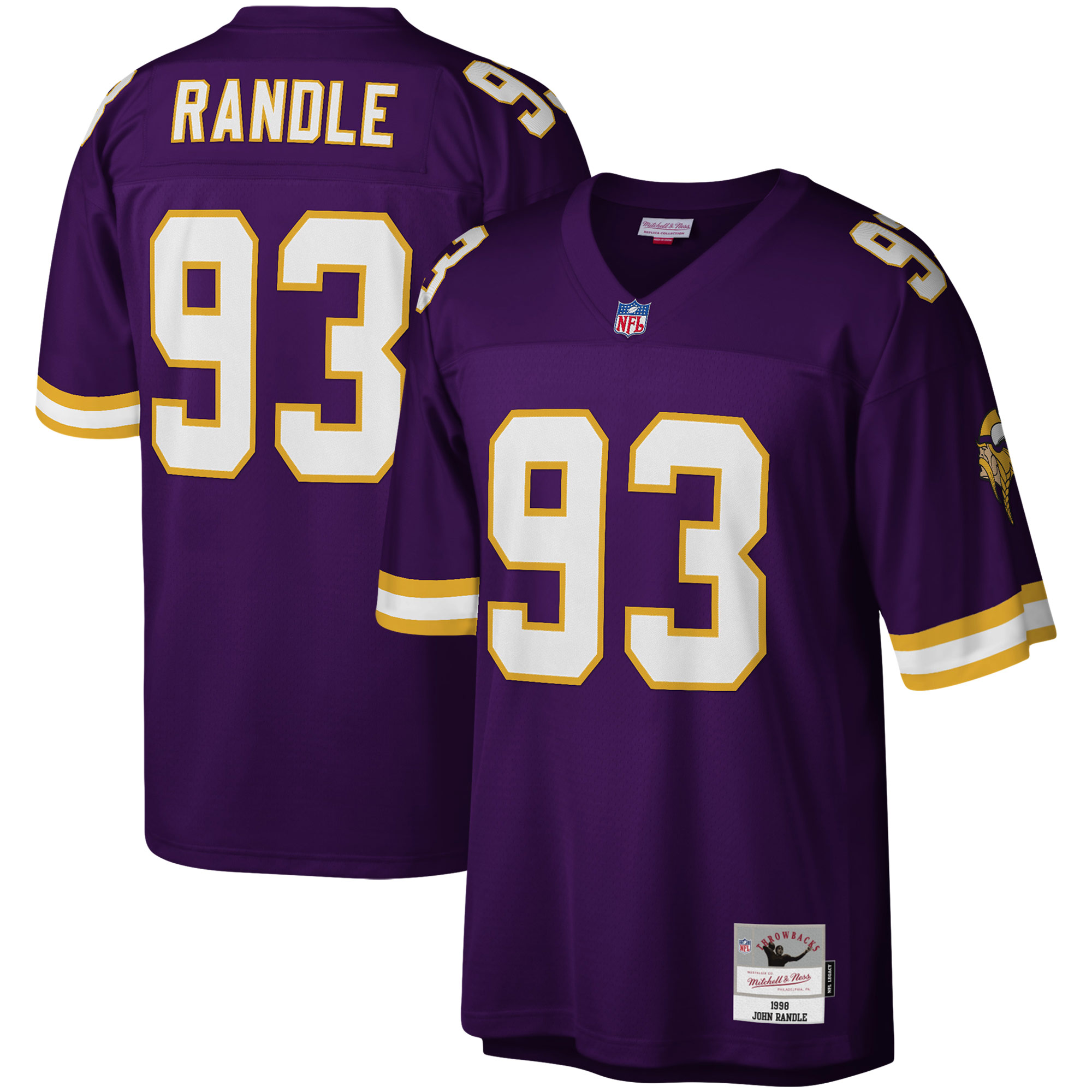 Men's Mitchell & Ness John Randle Purple Minnesota Vikings Legacy Replica Jersey - Image 2