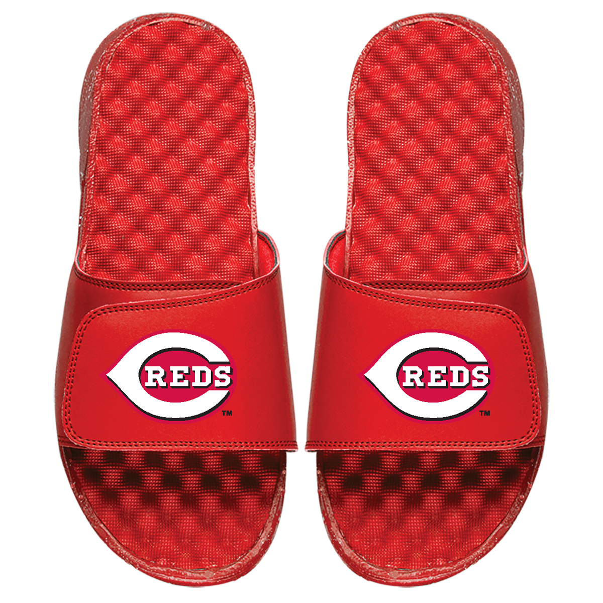 Men's ISlide Red Cincinnati Reds Personalized Primary Logo Slide Sandals - Image 4