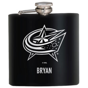 Black Columbus Blue Jackets 6oz. Personalized Stealth Hip Flask