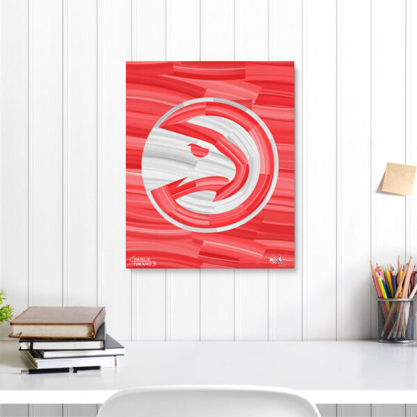 Atlanta Hawks Stretched 16" x 20" Embellished Canvas Giclee Print - Art by Charlie Turano III