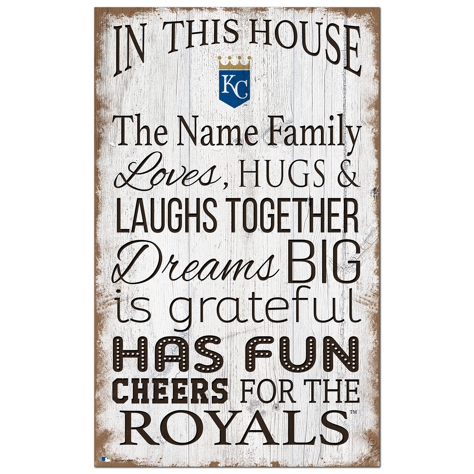 Kansas City Royals Personalized 11" x 19" In This House Sign
