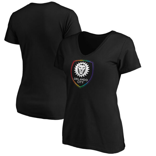 Women's Black Orlando City SC Team Pride Logo V-Neck T-Shirt
