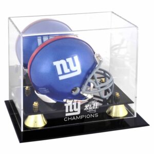 New York Giants Super Bowl XLII Champions Golden Classic Mini Helmet Logo Display Case