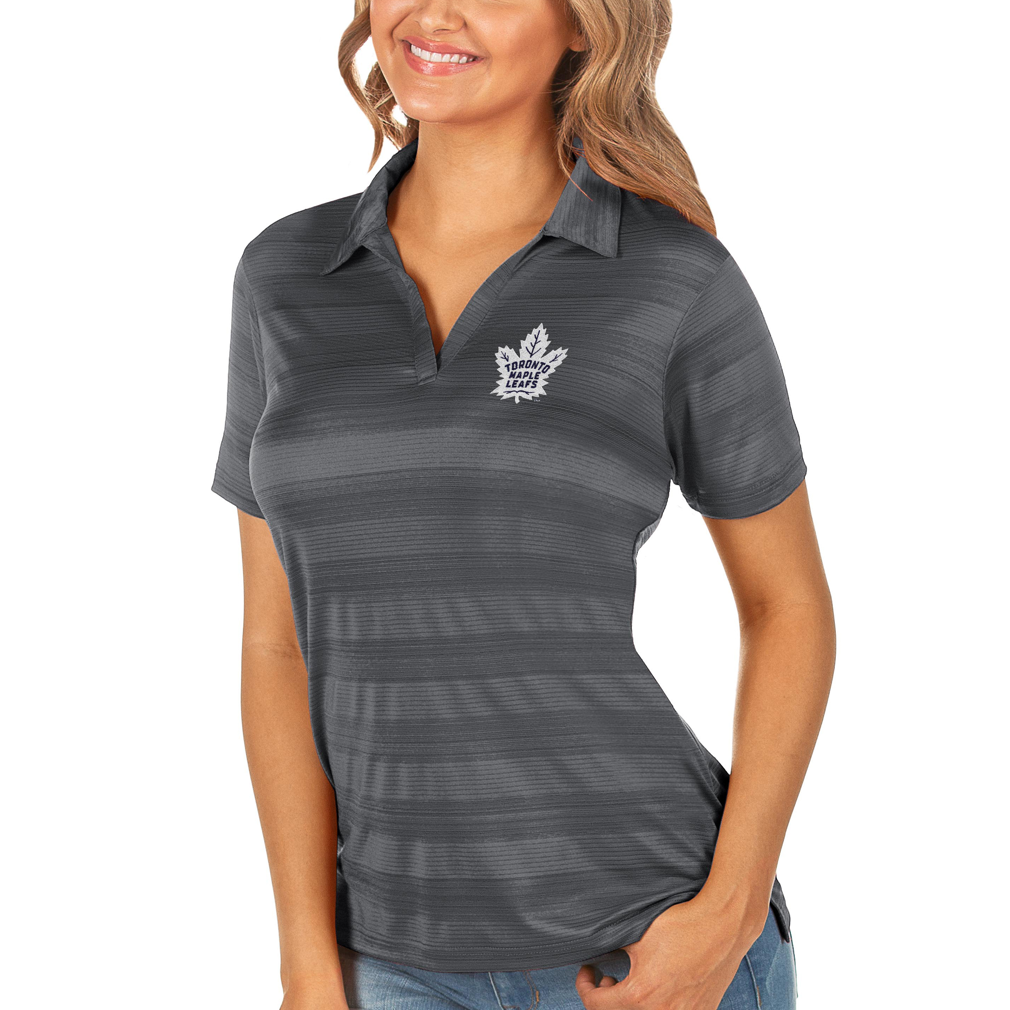 Women's Antigua Charcoal Toronto Maple Leafs Compass Polo