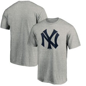 Men's Heathered Gray New York Yankees Cooperstown Collection Huntington Logo T-Shirt