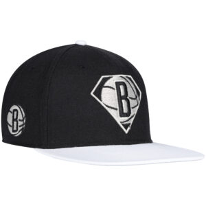 Men's '47 Black/White Brooklyn Nets 75th Anniversary Carat Captain Snapback Hat
