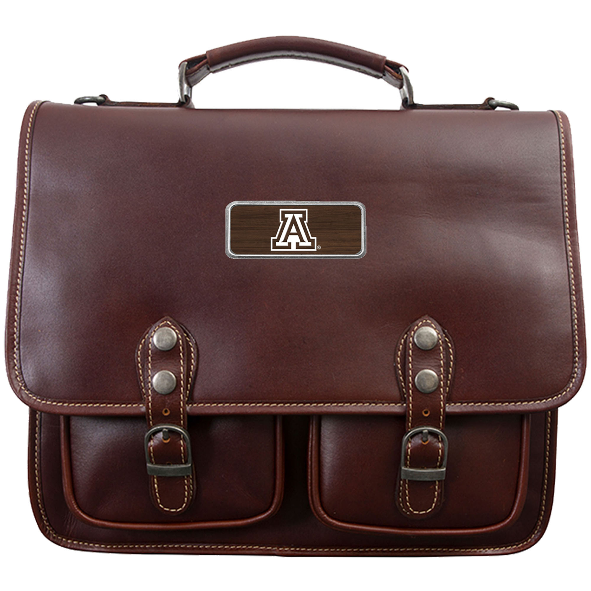 Brown Arizona Wildcats Logo Plate Sabino Canyon Briefcase