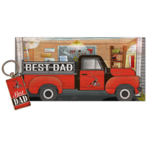 Cleveland Browns 6'' x 12'' Best Dad Truck Sign & Key Chain Bundle