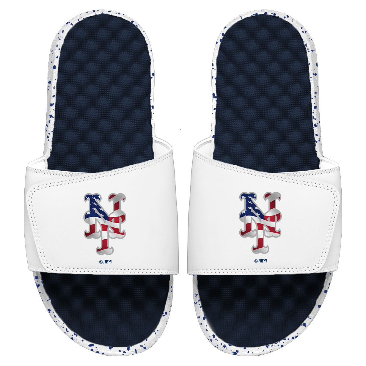Men's ISlide White/Navy New York Mets Americana Slide Sandals