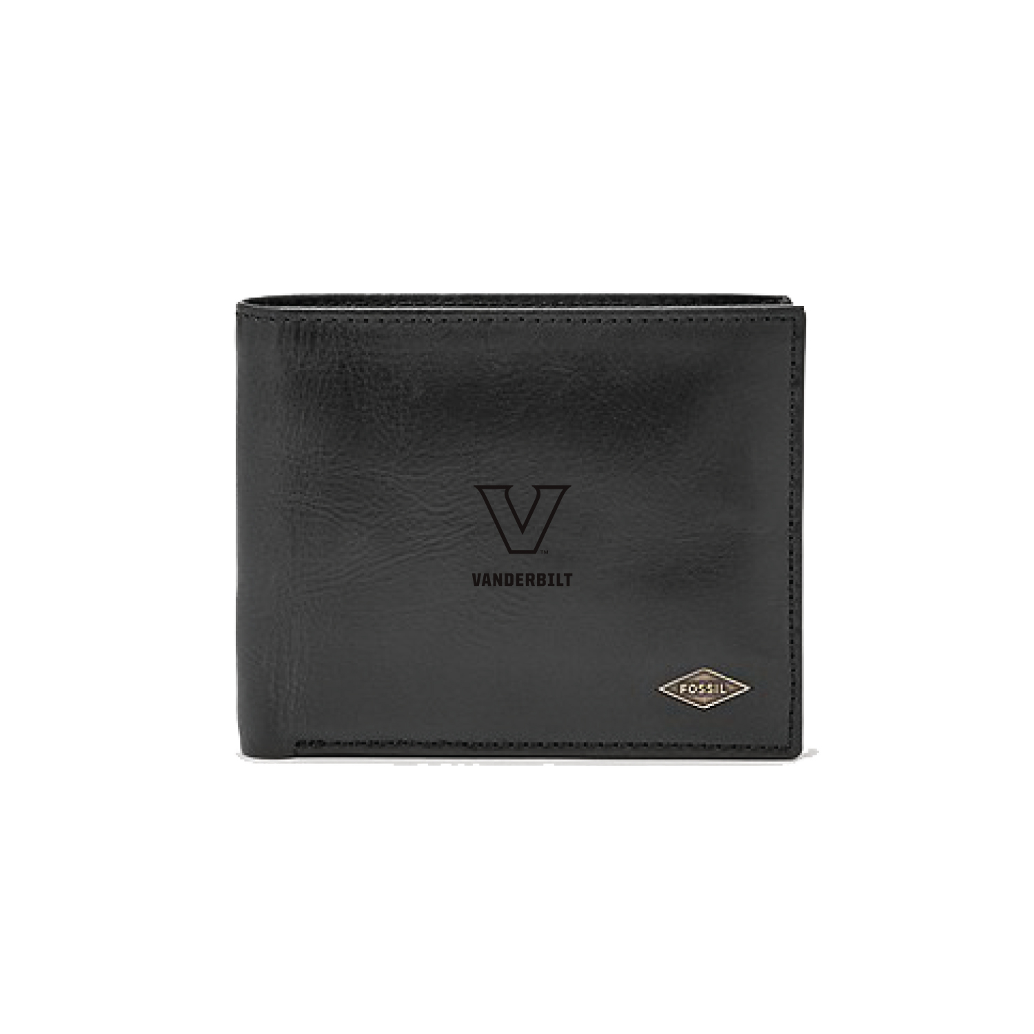 Men's Fossil Black Vanderbilt Commodores Leather Ryan RFID Passcase Wallet