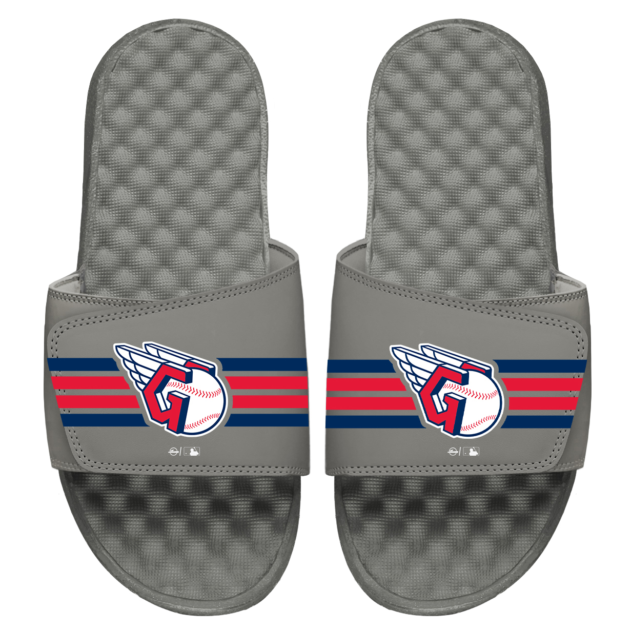 Men's ISlide Gray Cleveland Guardians Stripe Slide Sandals