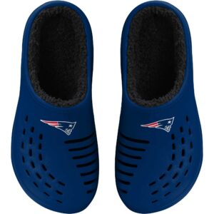 Men's FOCO New England Patriots Navy Big Logo Sherpa-Lined Clog Slippers