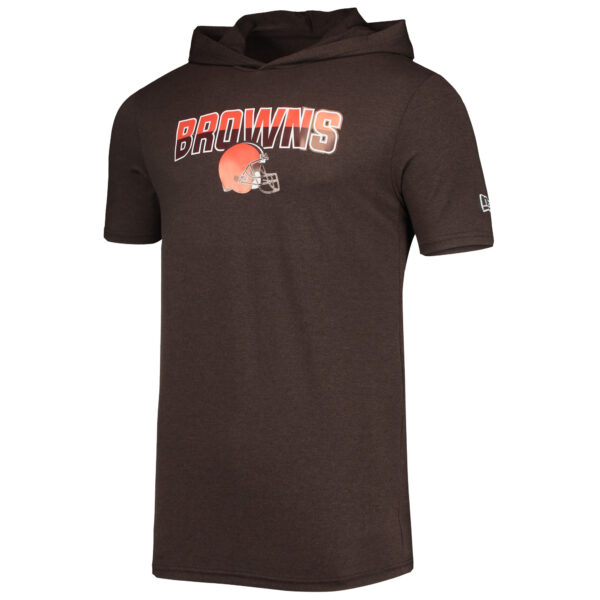 Men's New Era Heathered Brown Cleveland Browns Team Brushed Hoodie T-Shirt - Image 6