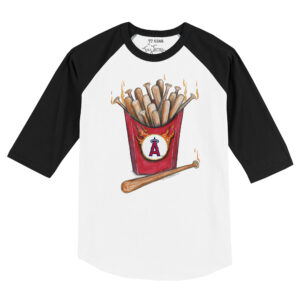 Toddler Tiny Turnip White/Black Los Angeles Angels Hot Bats Raglan 3/4 Sleeve T-Shirt